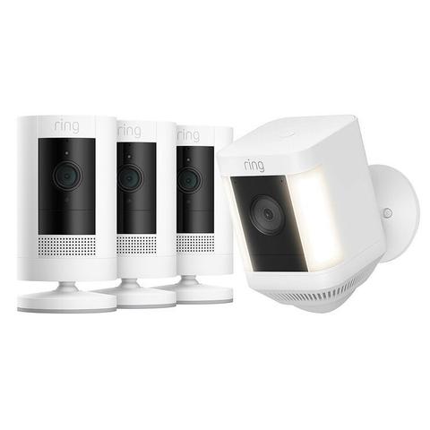 Ring Stick Up Cam Battery 3 Pack White + Spotlight Cam Plus Battery White