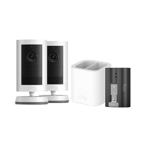 Ring Outdoor Camera Plus 2K Battery 2-Pack Dual Charger White B0FH4HVMPC