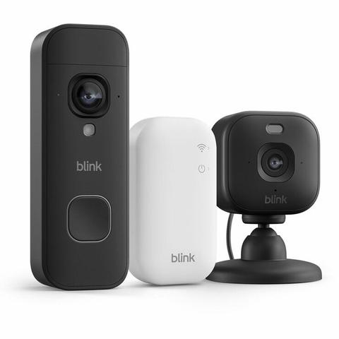 Blink 2K+ Video Doorbell And Mini Camera With Outdoor Adaptor Black Set B0H2XCV2FJ