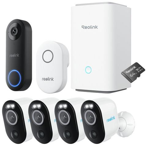 Reolink 4x Argus 3 Pro Camera + Doorbell And Chime With HoBase BWS-5MC41DBB