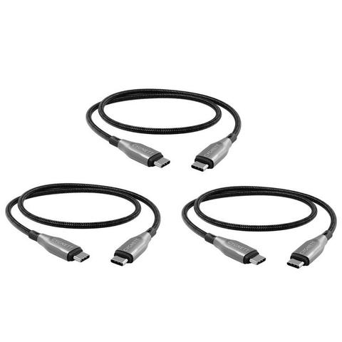 Cygnett Armoured USB-C to USB-C 2.0 Cable 1M Triple Pack Black CY5171PCCCC