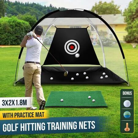 Golf Practice Net Hitting Chipping Putting Mat Target Set Portable Training Aids Home Golf Swing Driving Range Foldable Carry Bag