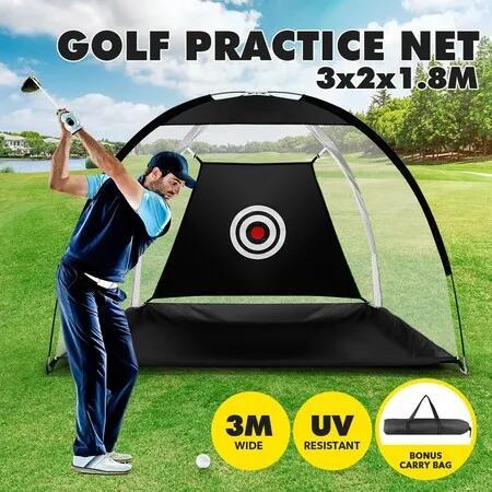 3M Golf Practice Net Hitting Chipping Putting Mat Portable Training Aids Home Backyard Sport Practise Driving Range Foldable Carry Bag