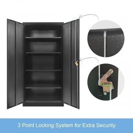 180Cm Steel Locker File Storage Cabinet Cupboard 3-Point Reinforced Locking For School,Lab,Gym
