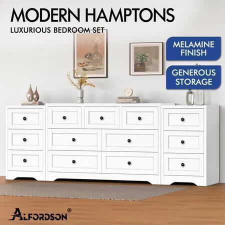 ALFORDSON 7 Chest of Drawers 2x Bedside Table Bedroom Storage Hamptons White