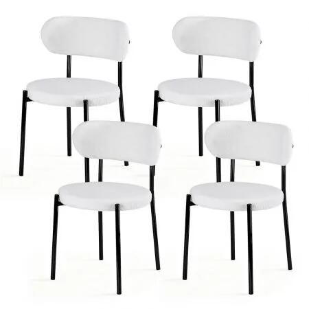 Artiss Dining Chairs Set of 4 Sherpa Boucle White