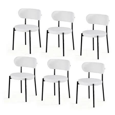 Artiss Dining Chairs Set of 6 Sherpa Boucle White