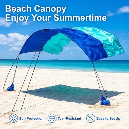 Beach Shade Canopy Pop up Tent Best Sun Shelter 3x3M Windproof UPF50+ Sail Portable Lightweight Large Sandbag Anchors Poles Carry Bag Outdoor Picnic Tarp