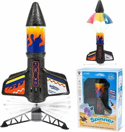 Rocket Launcher for Kids,Auto-Launch Rocket Toy,200Ft 60M with LED Parachute Age3+