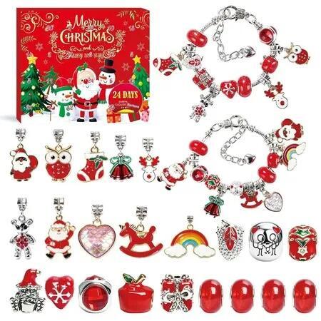 Christmas Advent Calendar 2026, DIY Charm Bracelet Making Kit, 24 Days Countdown Jewelry Blind Box, Xmas Gift for Girls Kids