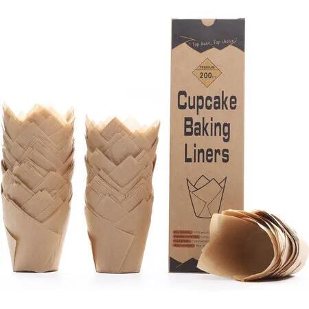 200pcs Natural Tulip Cupcake Liners for Baking Muffin Liners