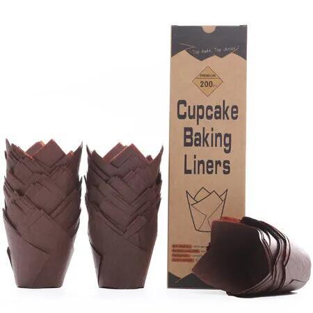 200pcs Natural Tulip Cupcake Liners for Baking Muffin Liners