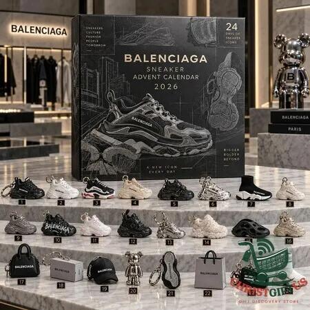 Luxury Brand Sneakers Advent Calendar 2026, 24 Day Christmas Countdown Calendar 2D Acrylic Ornament Luxury Brand Sneakers Collectibles Christmas Gift