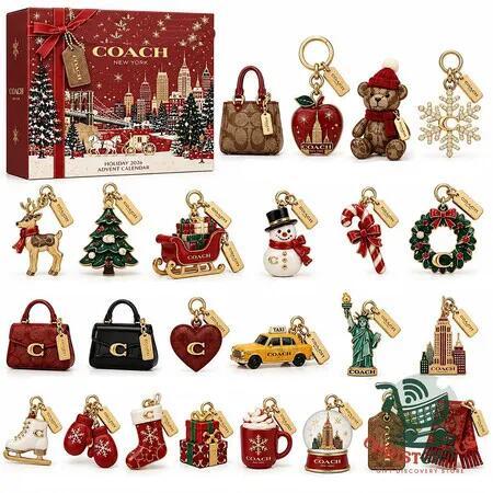 Luxury Brand Products Advent Calendar 2026, 24 Day Christmas Countdown Calendar 2D Acrylic Ornament Luxury Brand Products Collectibles Christmas Gift