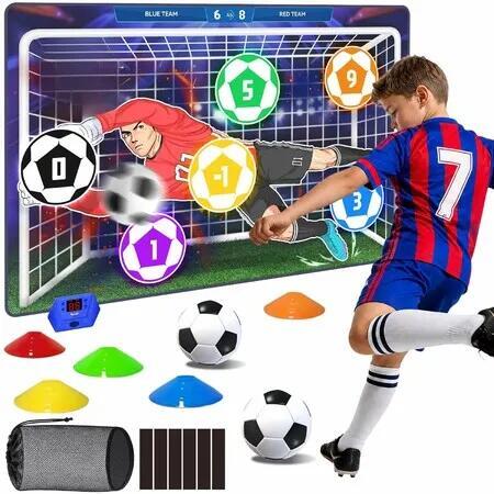 Electronic Scoring Hanging Soccer Target Mat for Kids, Indoor Outdoor Football Shooting Toy with Sound & Light, 2 Player Family Sport Gift Age 3-8