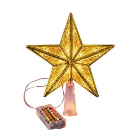 Christmas Tree Topper Star Light-Up Battery Operated Champagne  Holiday Decoration  Operated Light Christmas Tree Decoration Scene Prop  WARM