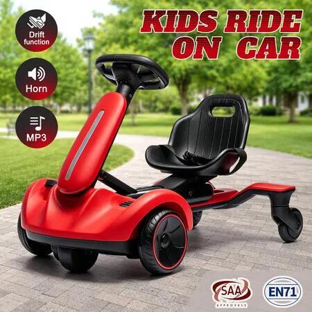 Kids Electric Car Ride On Toy Vehicle Off Road Pedal Go Cart Drifting Truck Racing Game Outdoor 6V Battery Powered 4.2-4.8km/h Adjustable Seat Music