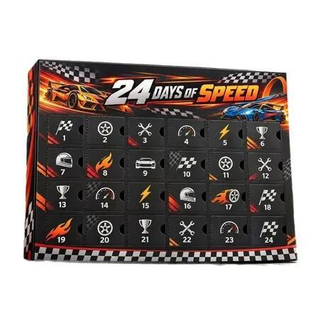 3D Racing Car Advent Calendar 2026, 24 Day Christmas Countdown Calendar 3D Acrylic Ornament Racing Car Collectibles Christmas Gift