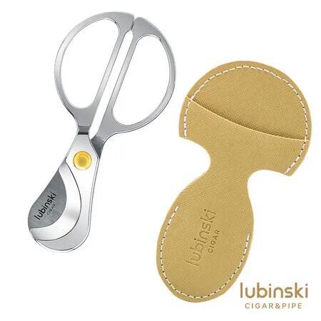 Cigar Scissors Cutter, Stainless Steel Guillotine Double Blade Straight Cut Scissors with Leather Case Cigar Accessories for Cigars