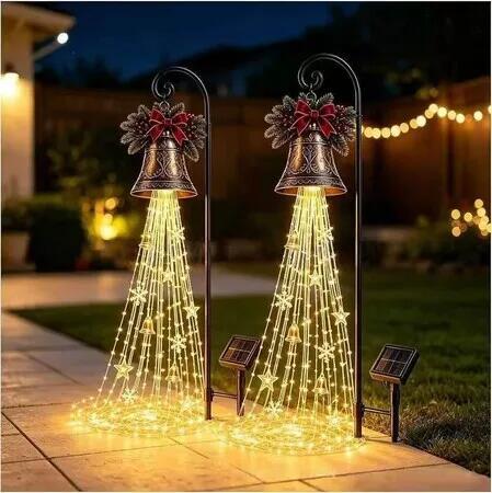 Solar Christmas Bell Cascade Solar Yard Light LED stake Decoration for Garden Lawn Pathway Holiday Outdoor Scene Setup
