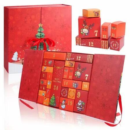 Advent Calendar Christmas Empty Boxes DIY Xmas Countdown Calendars 24 Cardboard Treasure Boxes for Christmas Holiday Decoration