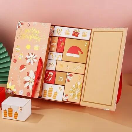 Advent Calendar Christmas Empty Boxes DIY Xmas Countdown Calendars 24 Cardboard Treasure Boxes for Christmas Holiday Decoration