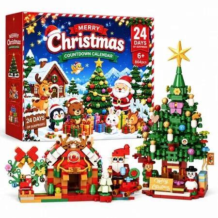 2026 Christmas Building Blocks Advent Calendar Build a Christmas House and Tree in 24 Days