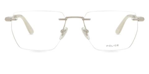 Police VPLN27 HORIZON 9 0579 Men's Glasses Silver Size 53 - Private Health Rebate - Blue Light Block Available