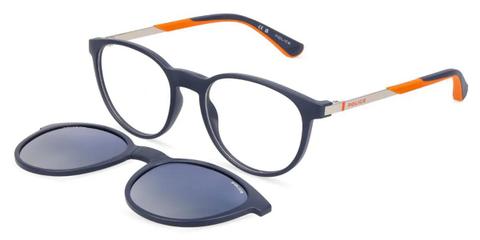 Police UK183 AERO 2 JR With Clip-On SMNZ Kids' Glasses Blue Size 49 - Private Health Rebate - Blue Light Block Available