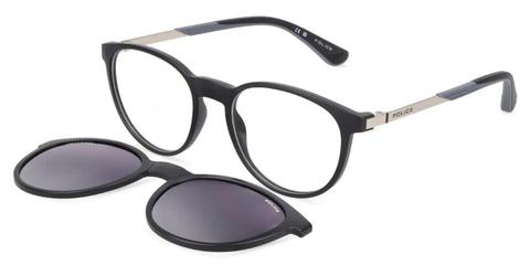 Police UK183 AERO 2 JR With Clip-On U28P Kids' Glasses Black Size 49 - Private Health Rebate - Blue Light Block Available