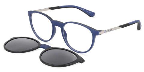 Police UK183 AERO 2 JR With Clip-On U43Z Kids' Glasses Blue Size 49 - Private Health Rebate - Blue Light Block Available