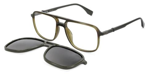 Police UPLV50 BEYOND LITE 10 With Clip-On M26P Men's Glasses Green Size 55 - Private Health Rebate - Blue Light Block Available