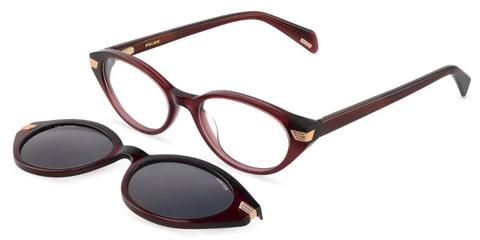 Police UPLV67 LYRA 3 With Clip-On 99NP Women’s Glasses Burgundy Size 51 - Private Health Rebate - Blue Light Block Available