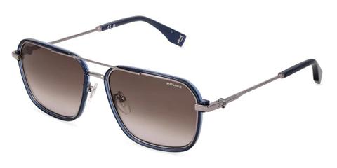 Police SPLV33 FORCE 12 0509 Men's Sunglasses Silver Size 57