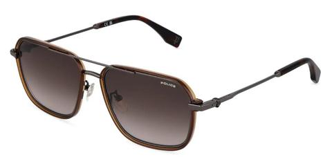Police SPLV33 FORCE 12 0568 Men's Sunglasses Brown Size 57