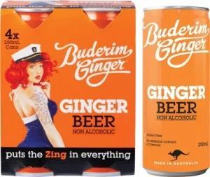 Buderim Ginger Ginger Beer Non Alcoholic 6x250ml