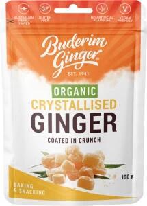 Buderim Ginger Organic Crystallised Ginger Coated in Crunch 9x100g
