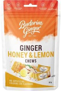 Buderim Ginger Ginger Honey & Lemon Chews 12x50g