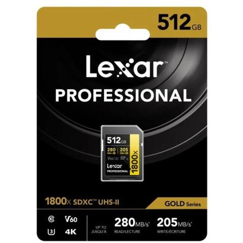 Lexar Professional 1800X SDXC UHS-II SD Card Capacity: 512GB