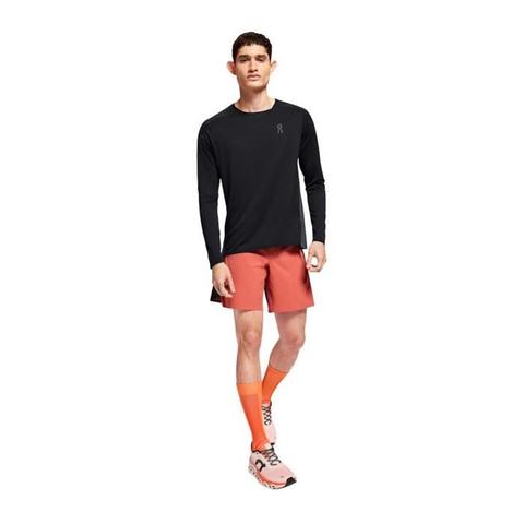 On Running Performance Long-T Mens Running Top - Black/Eclipse