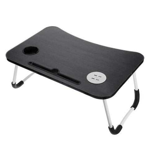 Foldable Computer Study Desk Portable Notebook Study Desk Student with Tray Fan and LED Light USB Interface for Tablet P