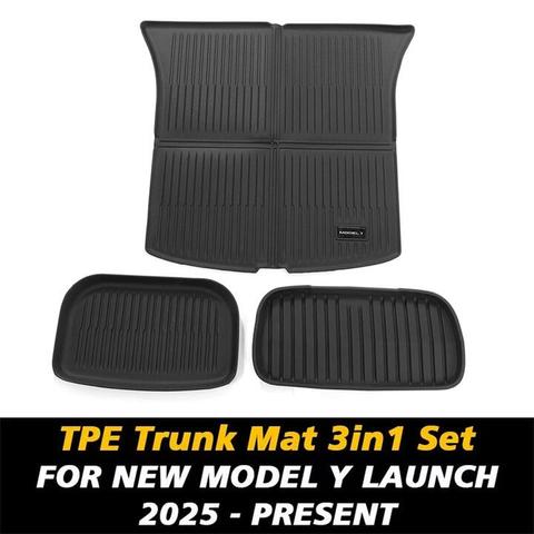 3PCS/Set For Tesla New Model Y Launch 2025+ 2025-2026 Front and Back Trunk Mat TPE Carpet Waterproof Weather-resistant P
