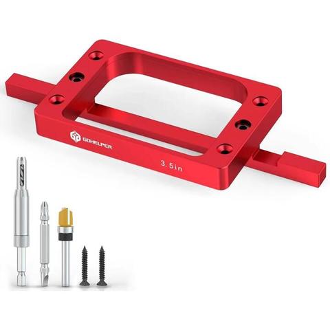 JIGHOLE 3-1/2in Fixed Size Door Hinge Jig for Jamb Aluminum Alloy Hinge Locator Clamp Mortise Template Kit for 3.5'' Rou