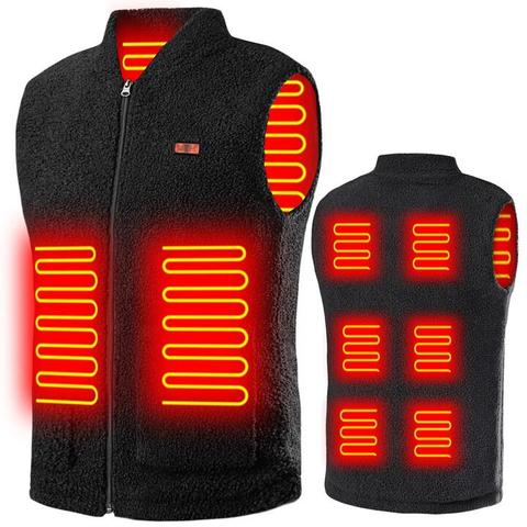TENGOO HV-08 Unisex Smart Heated Vest, 8 Heating Zones Thermal Velvet Waistcoat with USB Charging and 3 Gear Temperature