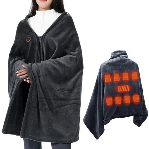 TENGOO Unisex Smart Heated Shawl and Blanket, 3-Level Thermal Wearable Blanket with USB 5V Power for Office and Home