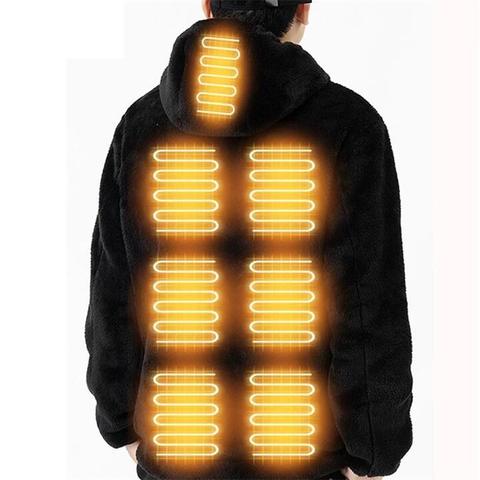 TENGOO HS09 Unisex Smart Heated Hoodie, Coral Velvet Thermal Sweatshirt with Carbon Fiber Rapid Heating and USB Charging