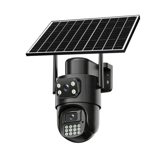 Solar Powered 4G Security Camera Dual Lens Dual Screen PTZ AOV No WiFi Outdoor Wireless Color Night Vision Two Way Audio