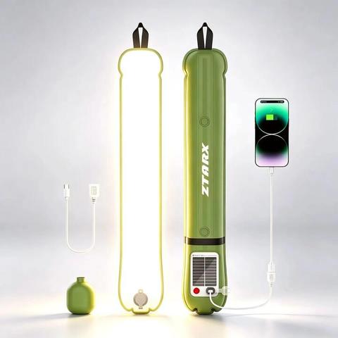 Bikight Solar Inflatable Camping Light Waterproof Foldable Air Column Lamp Portable Tent Light USB Charging Power Bank E