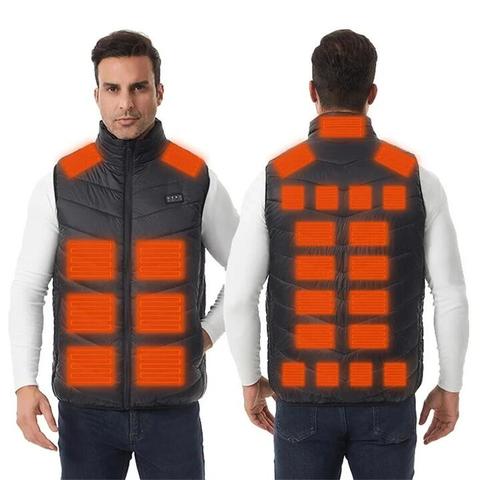 TENGOO Unisex Smart Heated Vest - 27 Heating Zones Thermal Waistcoat with 4-Control Switch, USB/DC Dual Interface & 3 Te