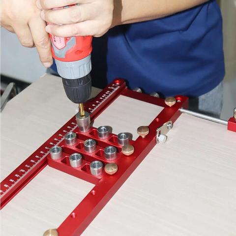 ENJOYWOOD 3-in-1 35mm Cabinet Hinge Jig Universal Concealed Hinge Hole Drilling Guide with Punch Locator Extended Door H